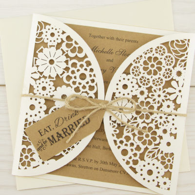 Laser Cut Eat, Drink and Be Married Wedding Invitation