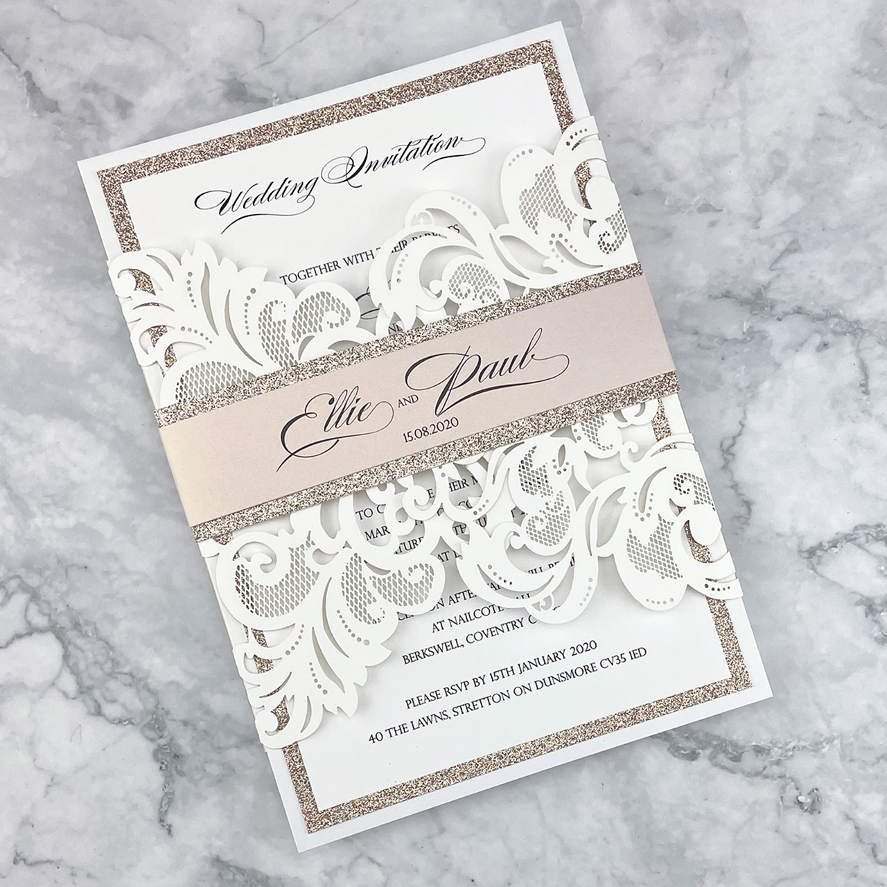 Personalised Laser Cut Wedding Day Evening Invitation Card with Free Envelopes 
