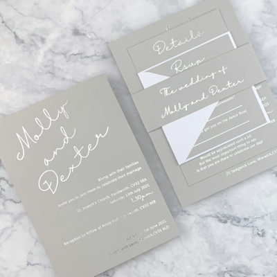 Darby Wedding Invitation – Greys / Black