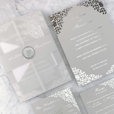 Austen Wedding Invitation – Greys / Black