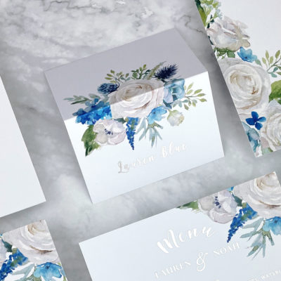 Lauren Ivory and Blue Place Card