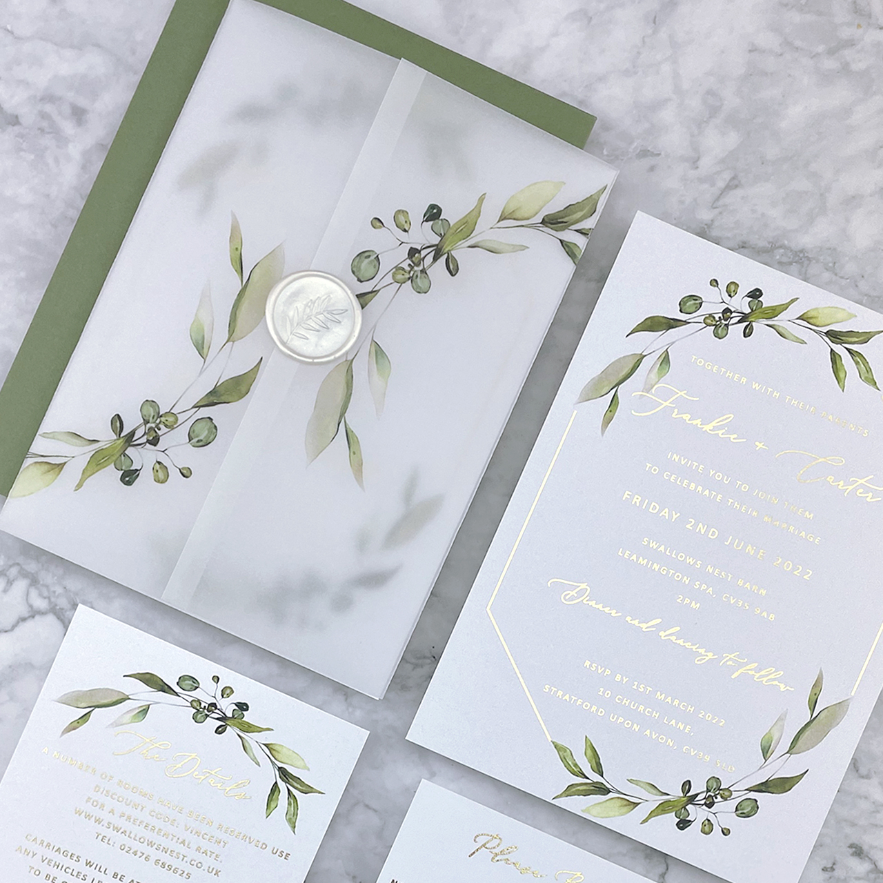 Stunning White Lily Green Personalised Wedding Double Cover Order Of Service 