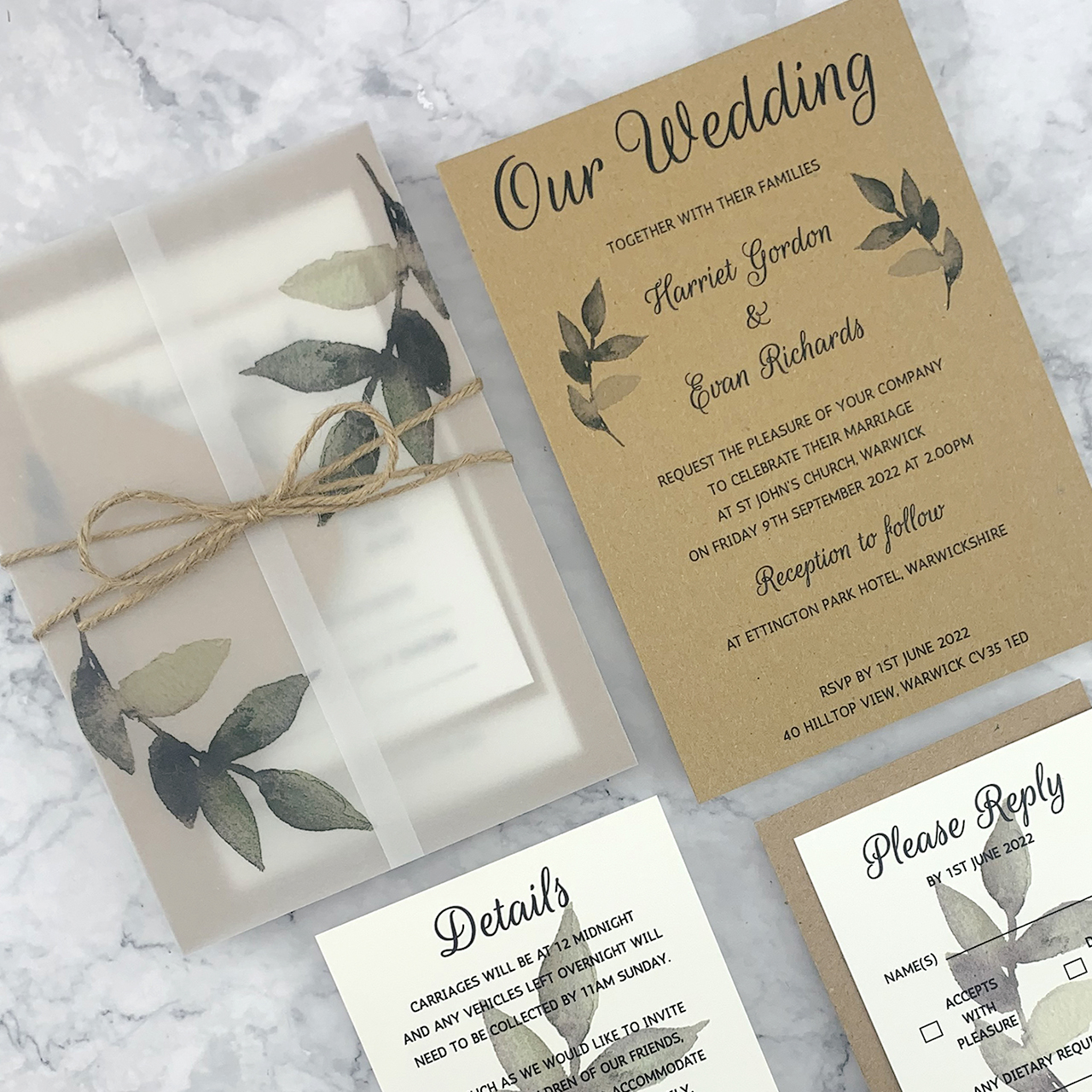 FREE Envelopes Personalised Wedding Invitations Invites RSVP Cards Day/Evening 