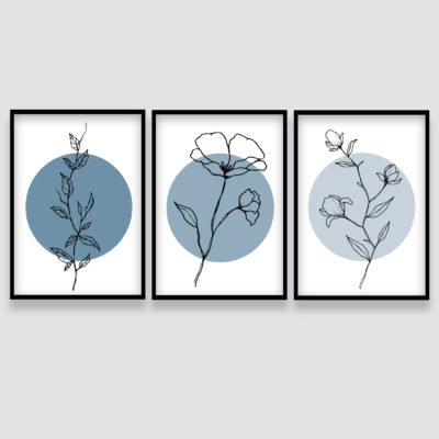 Blue Pencil Flowers – Set of 3