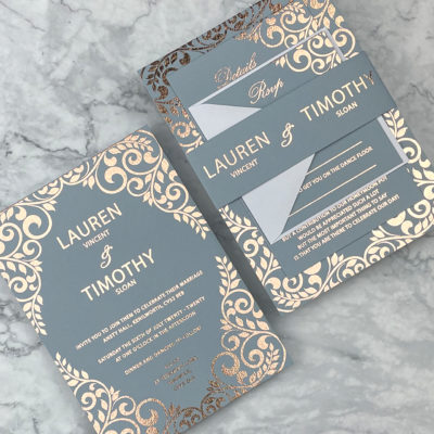 Aurora Wedding Invitation – Greys / Black