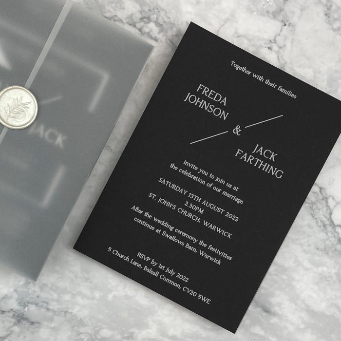 Freda Wedding Invitation – Greys / Black