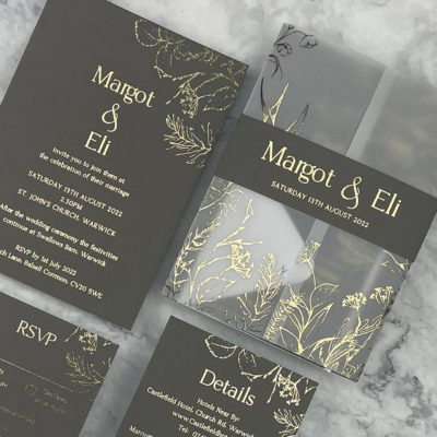Margot Wedding Invitations – Greys / Black