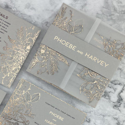 Phoebe Wedding Invitation – Greys / Black