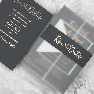 Rosie Wedding Invitation – Greys / Black