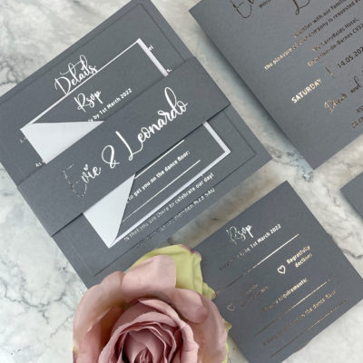 Evie Wedding Invitation – Greys / Black