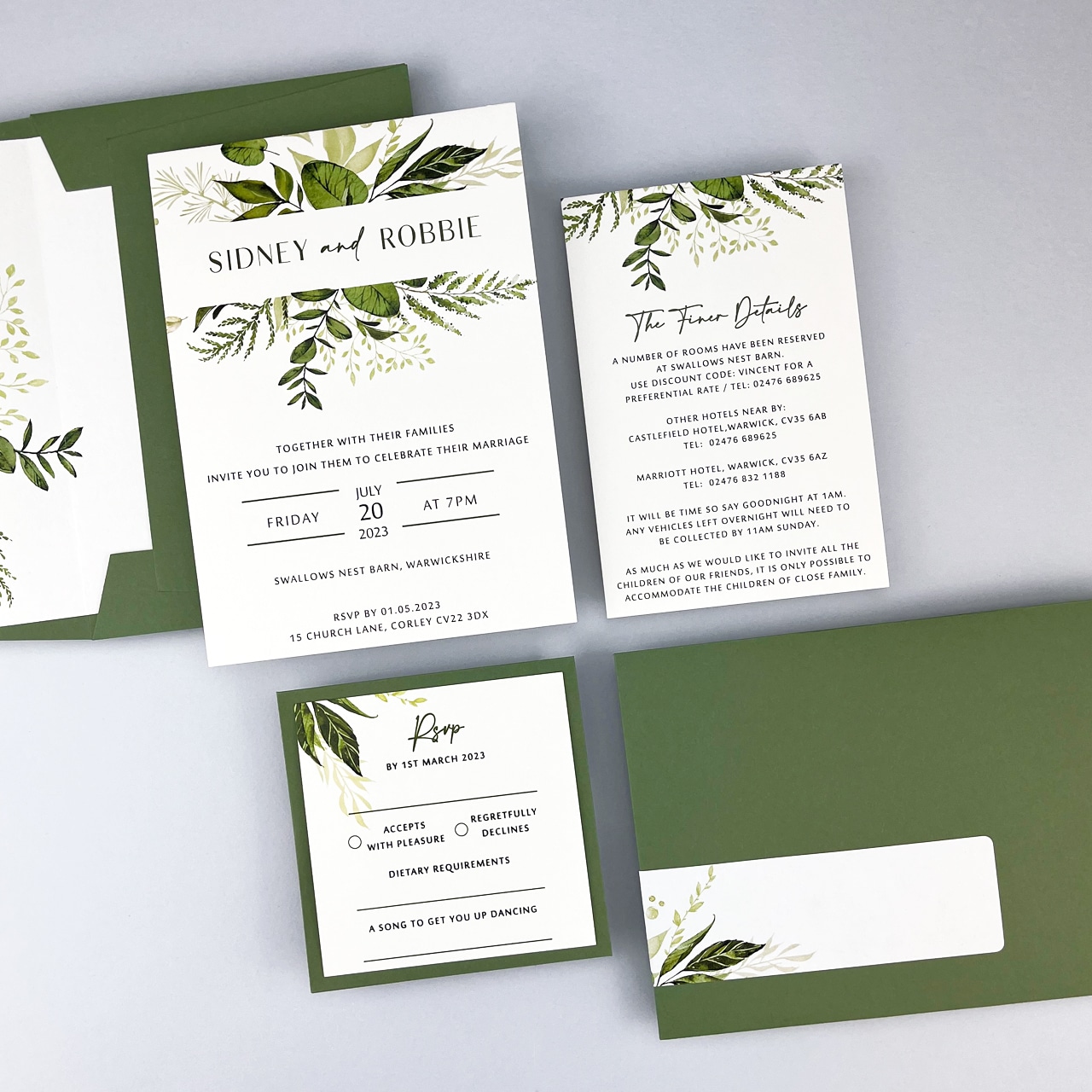 Sidney Greenery Parcel Wedding Invitation